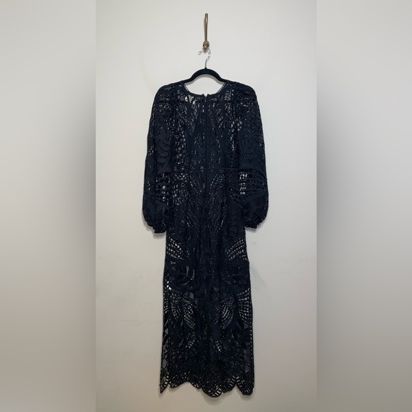 FARM Rio Black Nature Guipure Midi Dress in Black - Picture 9 of 9